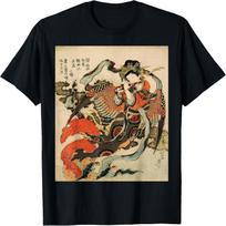 Japanese Retro Vintage Artwork Tengu Goddess Playing Flute T-Shirt S juoda