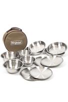 MAGNA Stainless Steel Dinnerware Set for and Outdoor Activities Family Set Cafe au Camping, BBQ, - (02 Lait, 12-piece set)