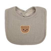 Cute Bear Muslin Cotton Baby Bibs Saliva Towel U-Absorbent Pockets Korean Children Kids Boys Girls Bandanas Feeding Burp Clothes smėlinė