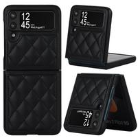 Galaxy Z Flip 7 FE 6 5 Luxury Leather Rhombus Phone Case for Samsung Z Flip6 Flip5 Flip4 Flip3 Protective Shockproof Shell Cover Galaxy Z Flip5 juoda