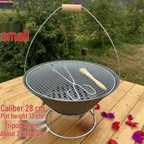 Durable Cast Iron Portable BBQ Grill Pan - No Assembly Needed for Outdoor Use