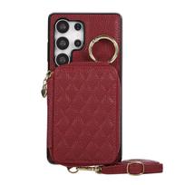 Crossbody Wallet Case for Samsung Galaxy S23/S22/S21/S20 Ultra/S10 Plus/Note 10/Note 20 Ultra, Zipper Cover with Card Slots For Galaxy Note 10 raudona