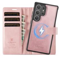 For Samsung Galaxy S26 S25 S24 Ultra Detachable Wallet Case 2 in 1 Flip Folio Card Holder RFID Blocking Kickstand Shockproof Galaxy S24 rožinė