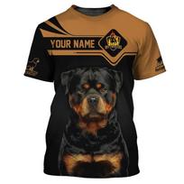 Men's Rottweiler Graphs T Shirt 3D Printed Breathable Casual O Neck Short Sleeves Street Fashion Custom Name Kid Men Clothing S