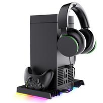 Console Charging Dock for Xbox, Smart Temperature Control Dock + Overhead Cooling Fan with RGB Light Stand juoda