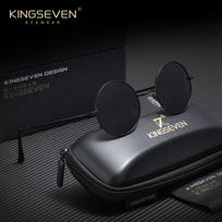 KINGSEVEN Retro apvalaus rėmelio akiniai nuo saulės Klasikinė tendencija Poliarizuoti UV400 akiniai Tinka lauko žygiams ir žvejybai balta