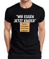 Wir essen jetzt Kinder Satzzeichen retten Leben Grammatik Witz Herren T-Shirt XS
