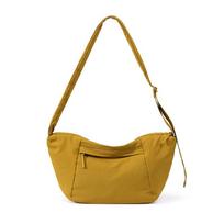 Slim Crescent Shoulder Bag with Front Zip Pocket Lightweight Everyday Crossbody Tote geltona