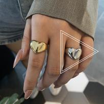 925 Sterling Silver/Gold Finish Open Heart Ring For Women Fashion Charm Wedding Jewelry Gift