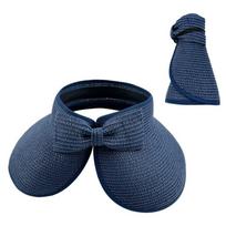 Wide Brim Sun Visor Hat Bohemian Style Beach Hat New Straw Hat  for Summer tamsiai mėlyna spalva
