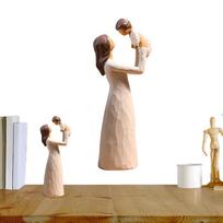 Kūrybiškas dervos stalo ornamentas Mama ir sūnus figūrėlė Statulėlė Elegantiškas stalo ornamentas Šeimos stovas Skulptūra Kūrybiškas amatas Namų dekoras beige