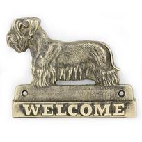 Terier Czeski, Cesky Terrier - Tabliczka Na Drzwi Z Psem, Mosiężna Plakietka Powitalna, Wyjątkowy Szyld Z Napisem Welcome Marki Art-Dog