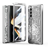 Stiklo plėvelės dėklas, atsparus smūgiams, skirtas „Samsung Galaxy Z Fold“, 4 sulankstomas, sulankstomas, sulankstomas, sulankstomas, sulankstomas, sulenkiamas, sulenkiamas, sulenkiamas, sulenkiamas, sulenkiamas, 3 sulenkiamas for Samsung Z Fold 5 sidabras