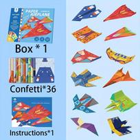 Handmade Creative Paper Airplane Origami, with Built-In Crease Lines, 3D Origami Manual DIY Guide Book- The Best Gift for Christmas And Birthday Gifts 12 models/36 origami sheets