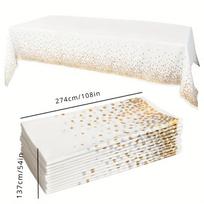6 vnt. Premium vienkartinės staltiesės, baltos su auksiniais taškeliais, & nepralaidžios, 54 X 108 coliai, stačiakampiai plastikiniai stalo uždangalai vakarėliams, vestuvėms 6pcs