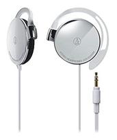 Sidabrinės SV Audio-Technica ausinės, priglundančios prie ausies, ant ausų, ATH-EQ300M