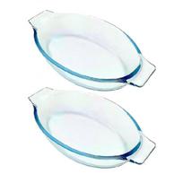 2 Items Glass Roasting Dishes Baking Pan For Cakes And Puddings Heat Resistant Utensils For Oven And Microwave Use S