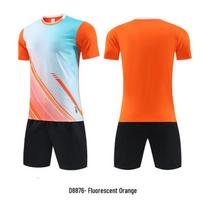 Sweat-Absorbent Quick-Dry Football Uniform Set for Adults & Kids - Team Training & Competition Ready. 3XS (120-130cm) orange