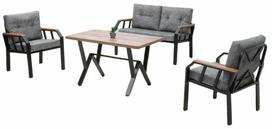 Lauko baldų komplektas Kalune Design Nergiz, pilka sp./medžio sp./tamsiai pilka sp., 4 vietų