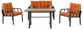 Lauko baldų komplektas Kalune Design Nergiz, oranžinė sp./medžio sp., 4 vietų