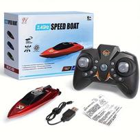 Light Toy 2w Pool Party SummerRacing Boat Mini RC Boats 2.4G High Speed Racing Boat 4CH Remote Control with LED raudona