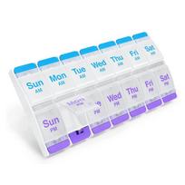 14-Compartment Button Press Pill Box, Moisture-Proof, Easy to Pack and Carry. 22.2*11.4*0.25 cm