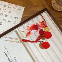 Retro Chinese Style Hair Stick Antique Spring Festival Headwear Red Flower Hair Clip  Jewelry Style1