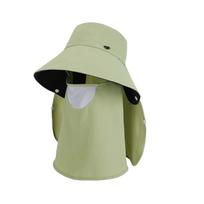 Solid Color Neck Protection Hat Anti-UV Mask Picking Tea Hat Sun Hat Sunshade Shawl Cap  Jogging