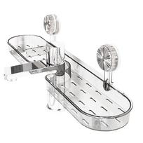 Bathroom Organizer Faucet Storage Suction Cup Shelf Moisture-resistant Material Transparent white