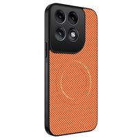 For Motorola Edge 70 Pro Case Magnetic Luxury Stripe Silicone Leather Back Cover For Moto Edge70 Pro 5G Protection Shell Motorola Edge 70 Pro oranžinė