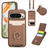 Crossbody Leather Case for Google Pixel 9 Pro XL 8 9A  8A 7A 8pro Phone Cover Ring Bracket Bumper Cards bag Lanyard Strap Google Pixel 9Pro XL
