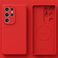 For Samsung Galaxy S24 S23 S22 Ultra Plus Soft Liquid Silicone Magnetic Wireless Charge Shockproof Solid Case  Protection Cover For Galaxy S24 Plus raudona