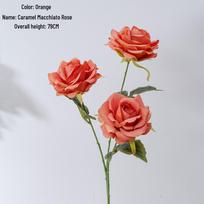 Caramel Macchiato Rose Faux Flower Bouquet for Home and Wedding Decor oranžinė