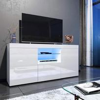 Dripex blizgus baltas TV staliukas su LED, spintelė, svetainės bufetas, modernios saugojimo spintelės, 135CM