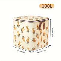 Teddy Bear Foldable Fabric Storage Bag For Clothes & Toys - Odorless, No Battery Needed - Perfect For Bedroom Organization 100L beige