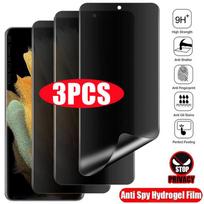 3 vnt Anti-Spy hidrogelinė plėvelė, skirta Samsung S23 S21 S22 S24 Ultra S10 Plus S20 FE Privatumo ekrano apsauga Note 8 juoda