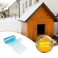 1,5 m ilgio PVC durų užuolaida katės ar šunų praėjimo angoms (DIY). Lengva pjauti ir montuoti. Skaidrus, blue_S black
