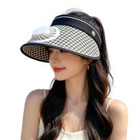 Breathable Sun Hat with Fan Folding Cooling Sunshade Hat Sunscreen Empty Top Hat  Camping Black Rechargeable