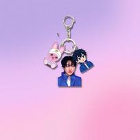 Stray Kids Triple Charms Keychain, SKZOO Animal+Member Cartoon+Idol Real Photo 3-in-1 Bag Pendant,Kpop STAY Fans Collectible Key Ring Gift Merchandise CHANGBIN