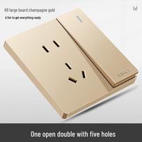 K8 Series 86 Type Wall Switch and 5-Hole Socket - Champagne Gold CN plug (adapter included)