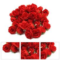 50pcs Rose Bulk Silk Flower Accessory Blue White Red DIY Craft Fake Rose  Party Arrangement raudona