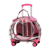Pet Trolley Case Clear Ventilation Holes Silent Wheels Convenient Portable Cats Dogs Backpack