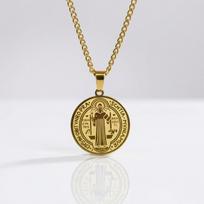 St. Benedict's Exorcism Holy Medal Necklace Pendant God Circle Medal Trendy Necklace 60CM