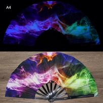 Kung Fu Fan Uv Ink Printing Fluorescent Effect Cloth Fan Bamboo Bone Folding Loud Fan A13
