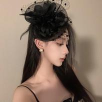 Sweet Veil Hat Headwear Hairpin Funeral Headdress Fashion Feathers Fascinator Hat  Hair Accessories Style6