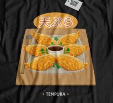 Unisex Tempura T-shirt Tops Tees Unisex Battered Japanese Seafood Gifts L