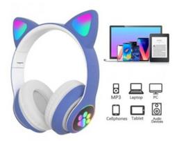 Belaidės „Bluetooth“ ausinės – „Cat Ear LED“ žaidimų ausinės, mėlynos spalvos