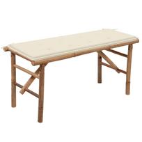 Sulankstomas sodo suoliukas su pagalvėle 118cm bambukas