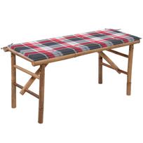 Sulankstomas sodo suoliukas su pagalvėle 118cm bambukas