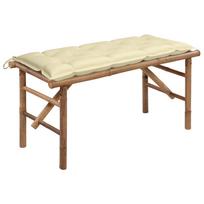 Sulankstomas sodo suoliukas su pagalvėle 118cm bambukas